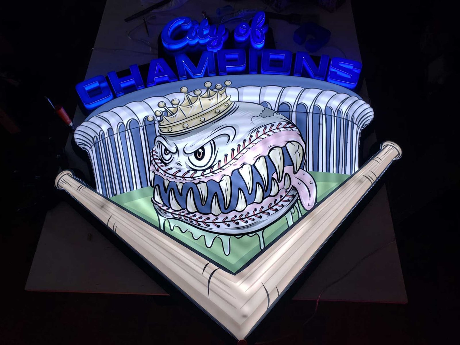 Custom 3D Printed City of Champions LED Logo Sign